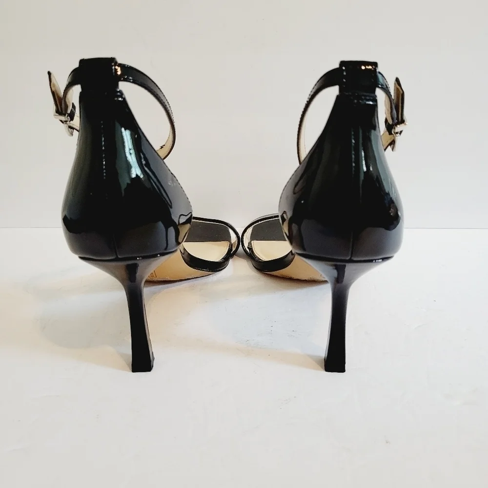 NEW Vince Camuto Enella Black Patent Leather Stiletto Heel Sandals Size 9.5